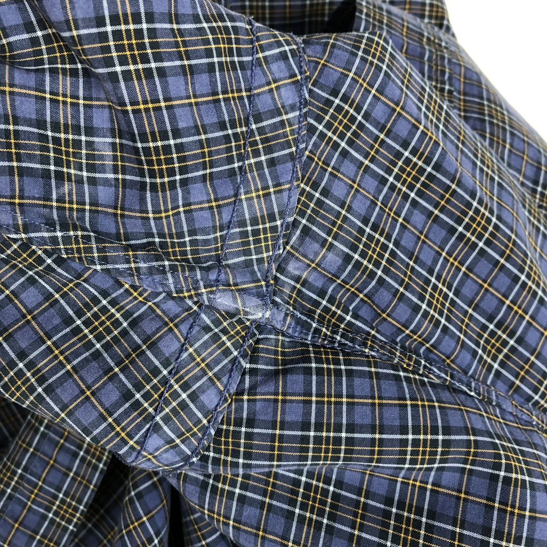 Ralph Lauren CUSTOM FIT Long-Sleeve Cotton Check Shirt, Men's Size XL (approx.) cotton navy blue type Vintage Second Hand