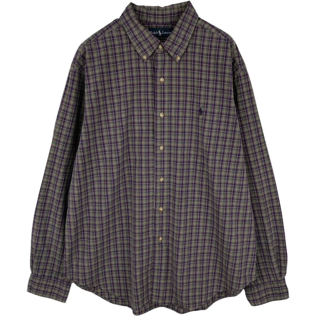 Ralph Lauren Classic Fit Long Sleeve Button Down Check Shirt Men's XL cotton green type Vintage Second Hand