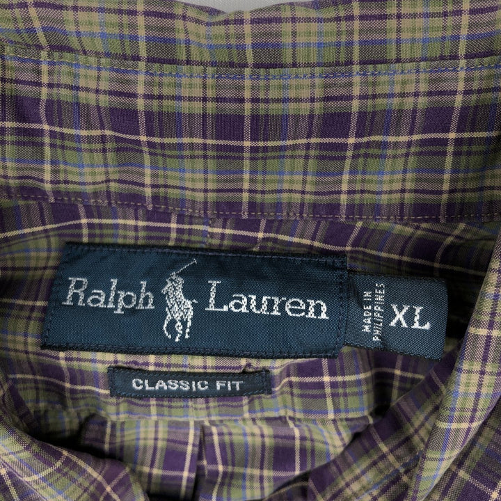 Ralph Lauren Classic Fit Long Sleeve Button Down Check Shirt Men's XL cotton green type Vintage Second Hand
