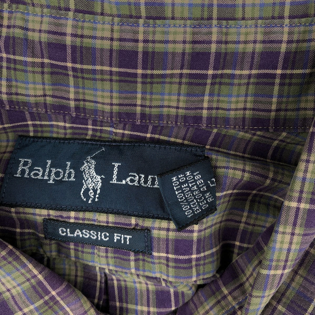 Ralph Lauren Classic Fit Long Sleeve Button Down Check Shirt Men's XL cotton green type Vintage Second Hand