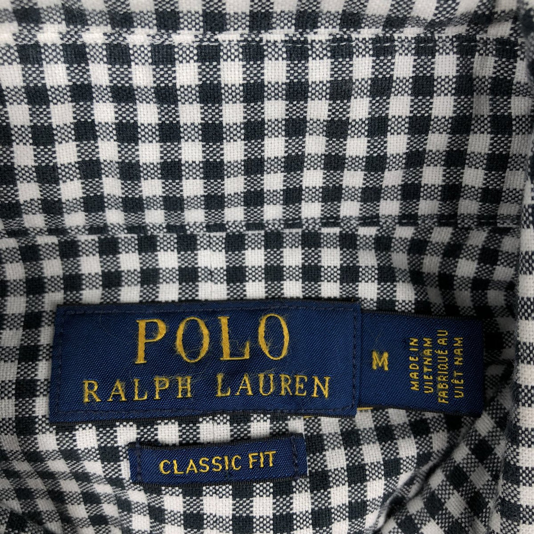 Ralph Lauren POLO RALPH LAUREN Gingham Check Long-Sleeve Button-Down Check Shirt, Men's Size M (approx.) cotton black type Vintage Second Hand