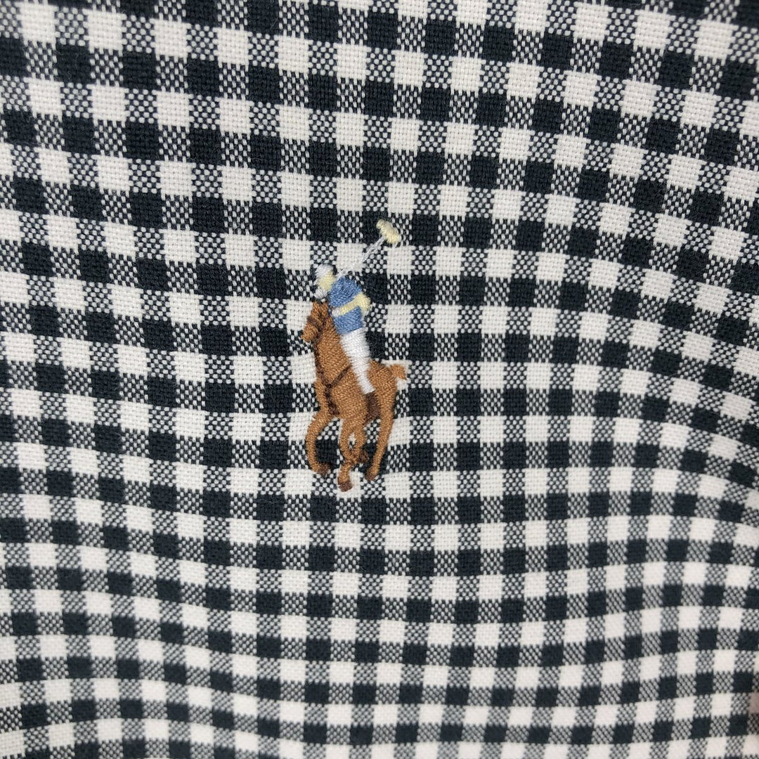 Ralph Lauren POLO RALPH LAUREN Gingham Check Long-Sleeve Button-Down Check Shirt, Men's Size M (approx.) cotton black type Vintage Second Hand