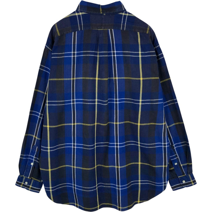 Ralph Lauren BLAIRE long sleeve button down check shirt, men's size L cotton blue type Vintage Second Hand