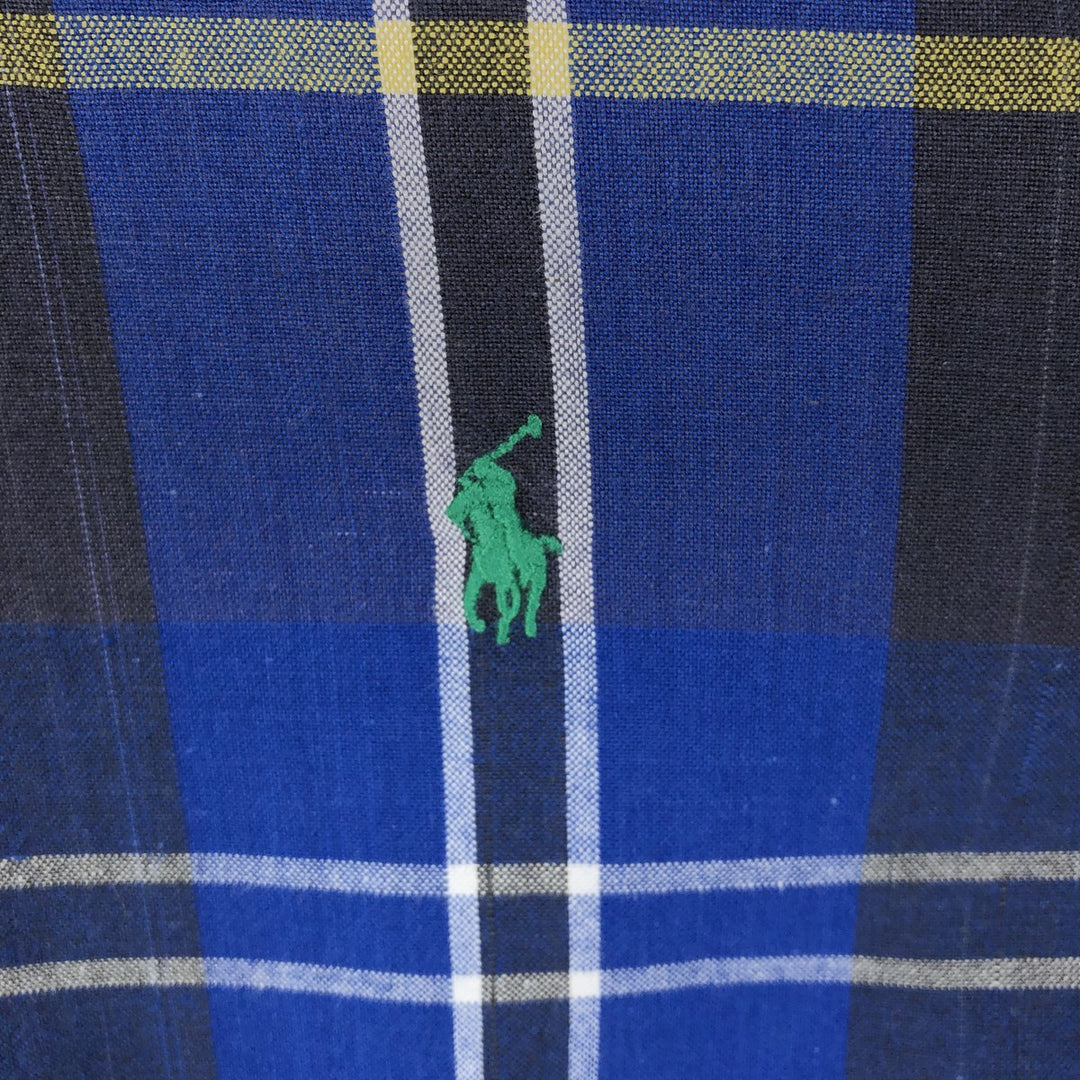 Ralph Lauren BLAIRE long sleeve button down check shirt, men's size L cotton blue type Vintage Second Hand