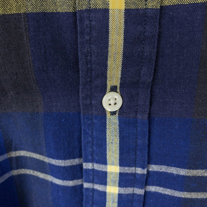 Ralph Lauren BLAIRE long sleeve button down check shirt, men's size L cotton blue type Vintage Second Hand