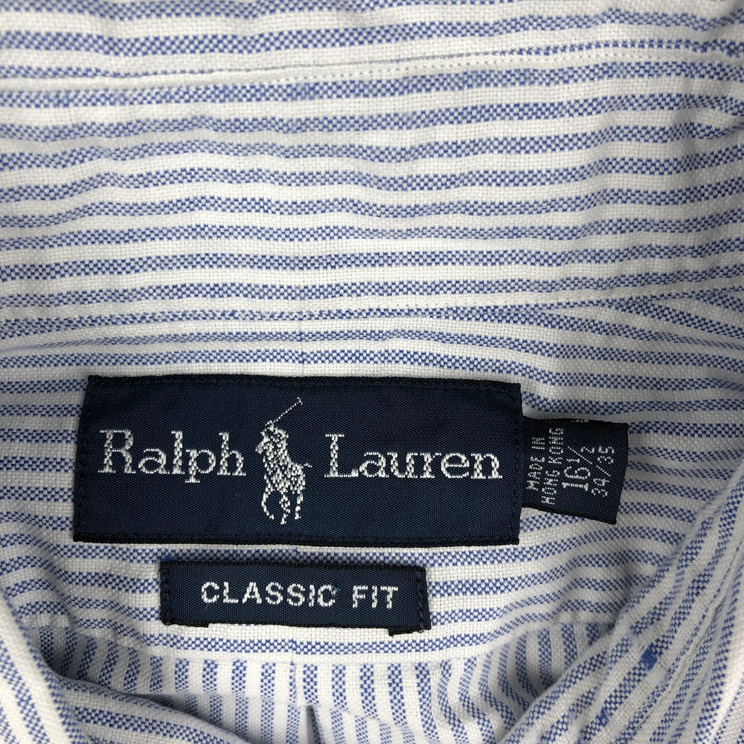 Ralph Lauren CLASSIC FIT Classic Fit Stripe Pattern Long Sleeve Button-Down Striped Shirt Men's L cotton blue type Vintage Second Hand