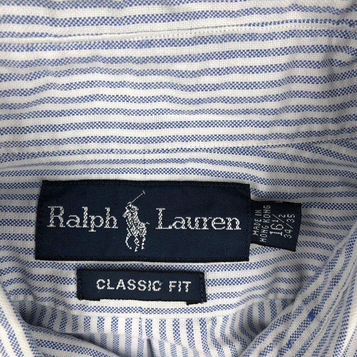 Ralph Lauren CLASSIC FIT Classic Fit Stripe Pattern Long Sleeve Button-Down Striped Shirt Men's L cotton blue type Vintage Second Hand