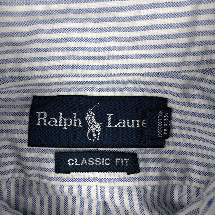 Ralph Lauren CLASSIC FIT Classic Fit Stripe Pattern Long Sleeve Button-Down Striped Shirt Men's L cotton blue type Vintage Second Hand