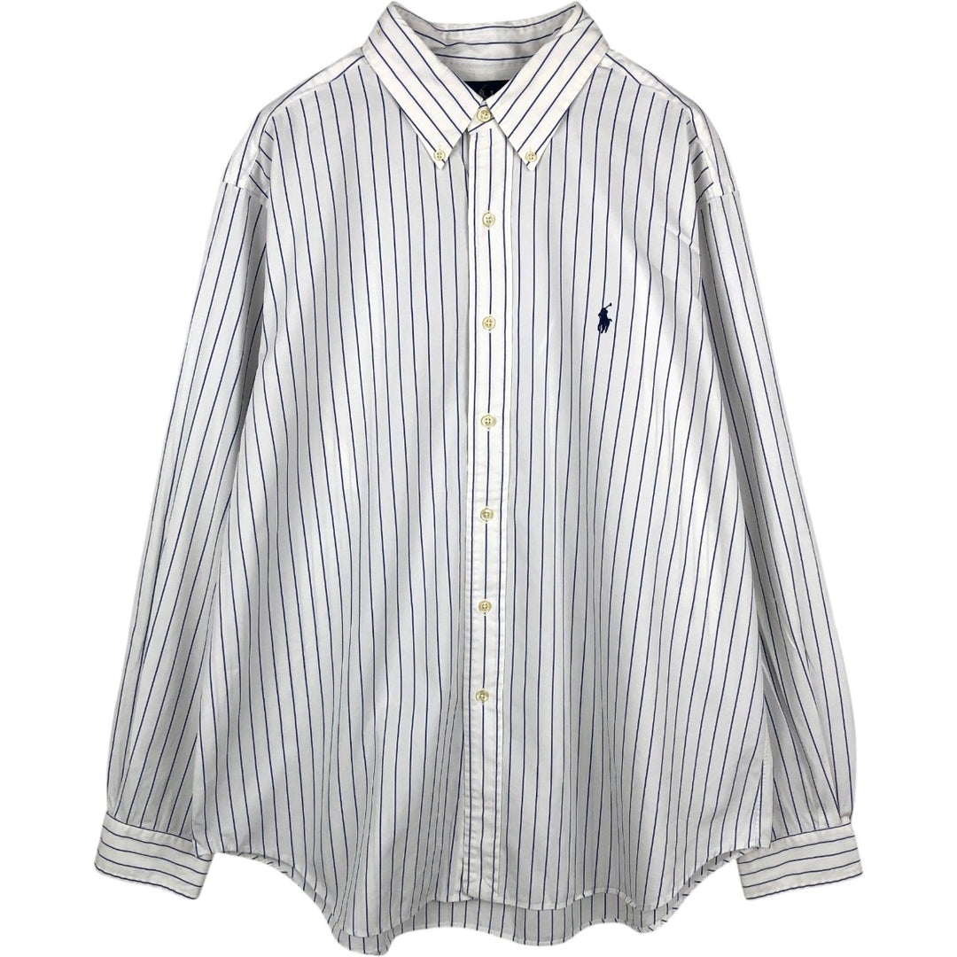 Ralph Lauren Classic Fit Long Sleeve Button Down Striped Shirt Men's XL cotton white type Vintage Second Hand