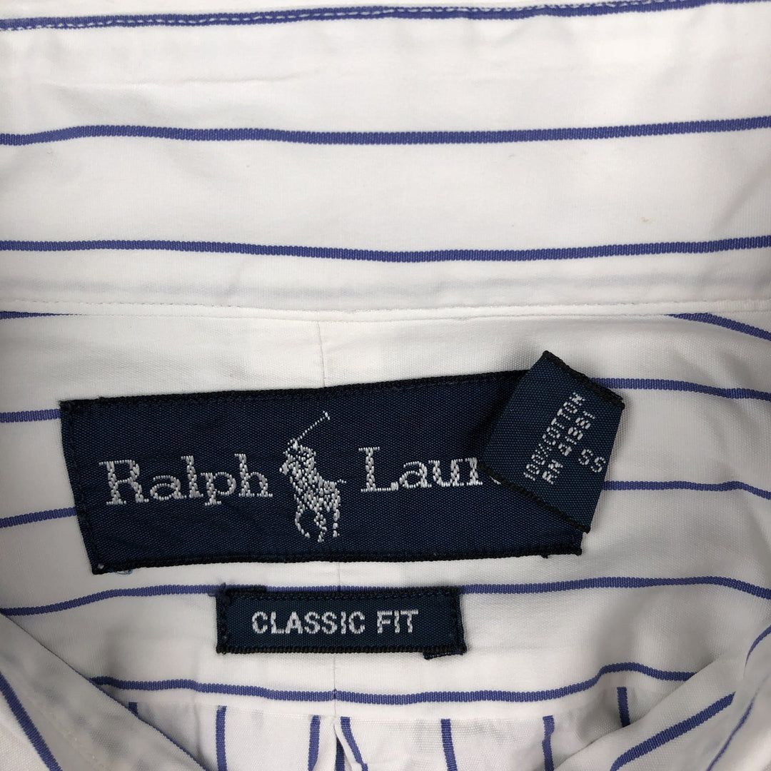 Ralph Lauren Classic Fit Long Sleeve Button Down Striped Shirt Men's XL cotton white type Vintage Second Hand