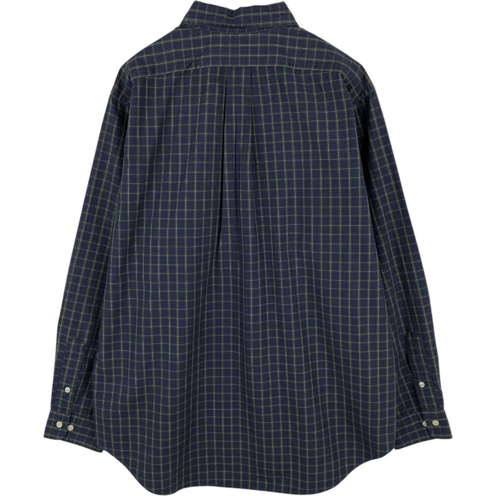 Ralph Lauren Classic Fit Long Sleeve Button Down Check Shirt, Men's Size L cotton navy blue type Vintage Second Hand