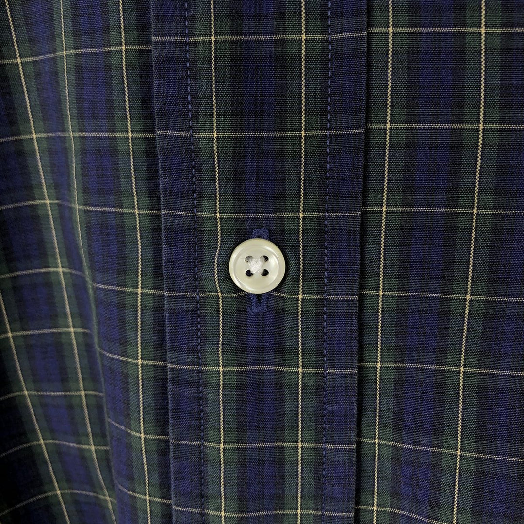 Ralph Lauren Classic Fit Long Sleeve Button Down Check Shirt, Men's Size L cotton navy blue type Vintage Second Hand