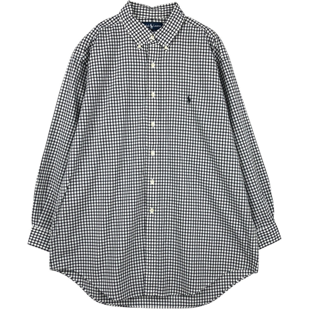 Ralph Lauren YARMOUTH Gingham Check Long Sleeve Button-Down Check Shirt Men's XL cotton white type Vintage Second Hand