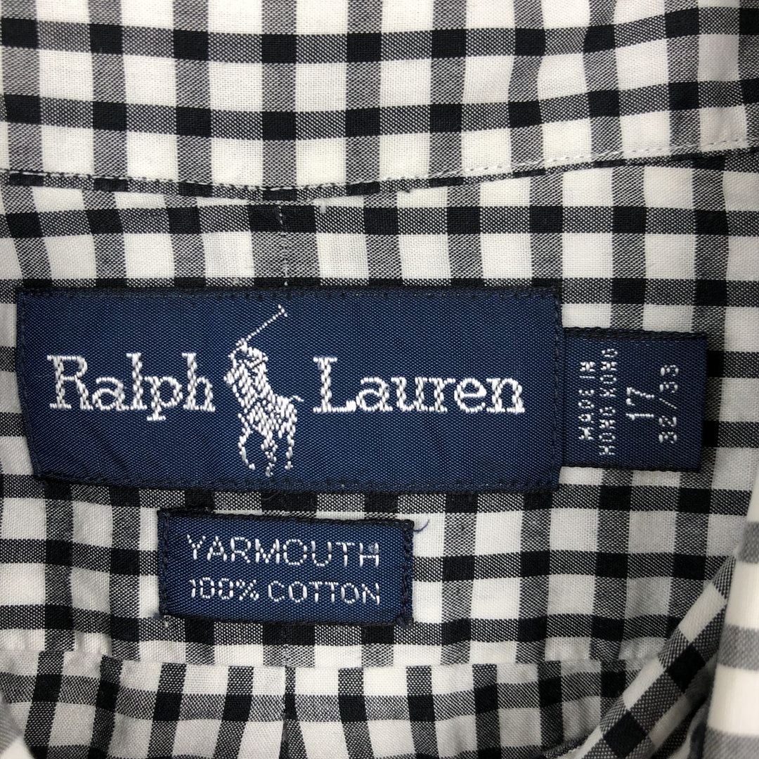 Ralph Lauren YARMOUTH Gingham Check Long Sleeve Button-Down Check Shirt Men's XL cotton white type Vintage Second Hand
