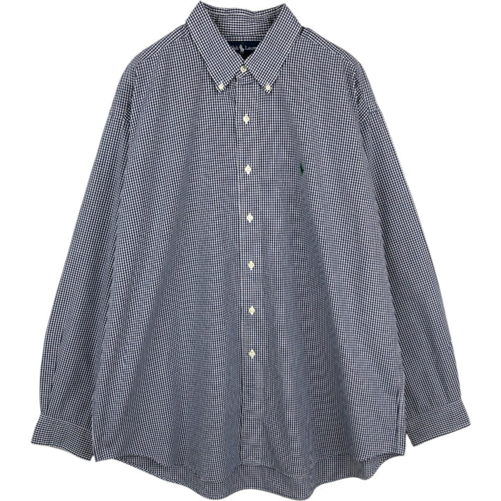 Ralph Lauren BLAKE Gingham Check Long-Sleeve Button-Down Check Shirt, Men's Size XL (equivalent) cotton blue type Vintage Second Hand