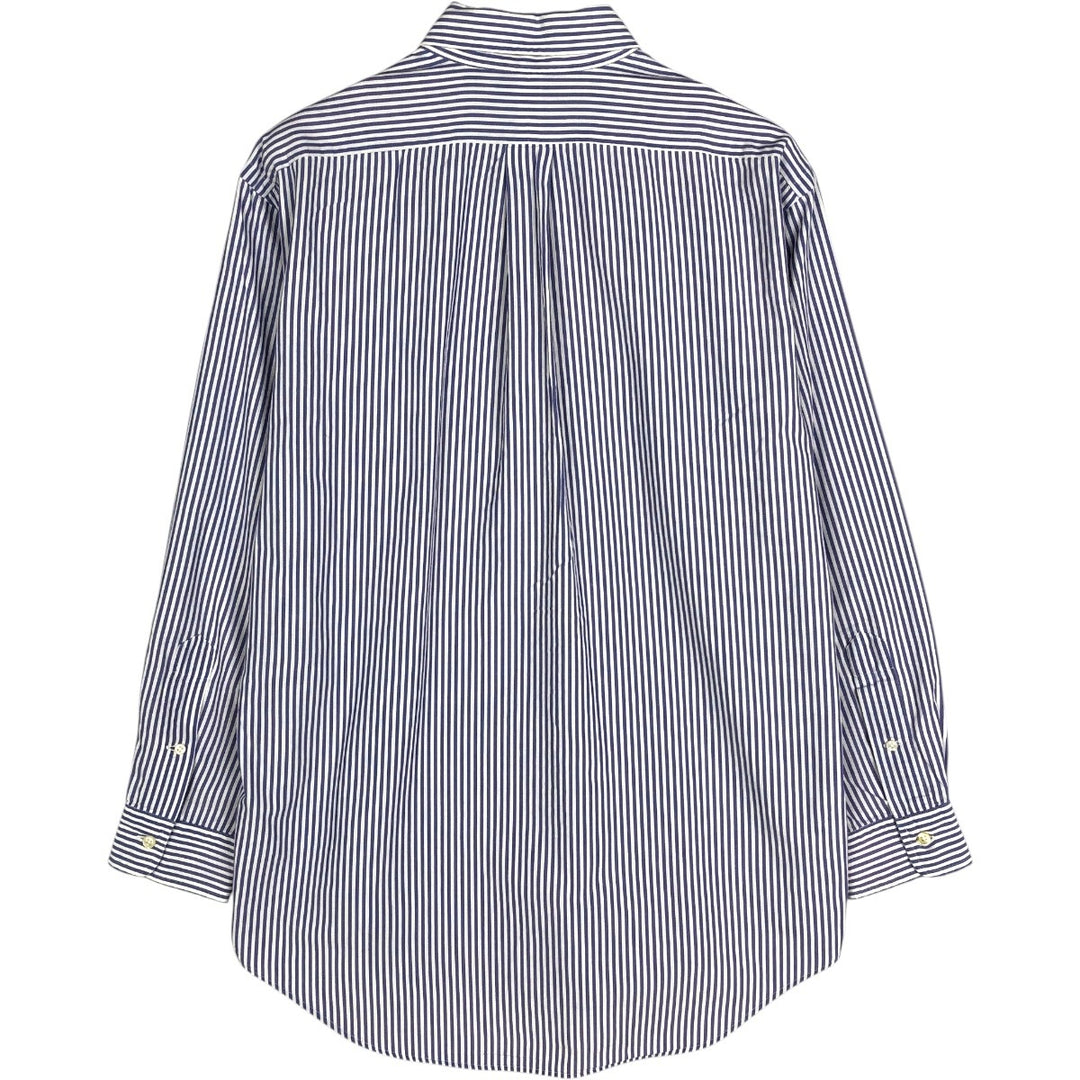 Ralph Lauren YARMOUTH Long Sleeve Button-Down Striped Shirt, Men's M Size cotton blue type Vintage Second Hand