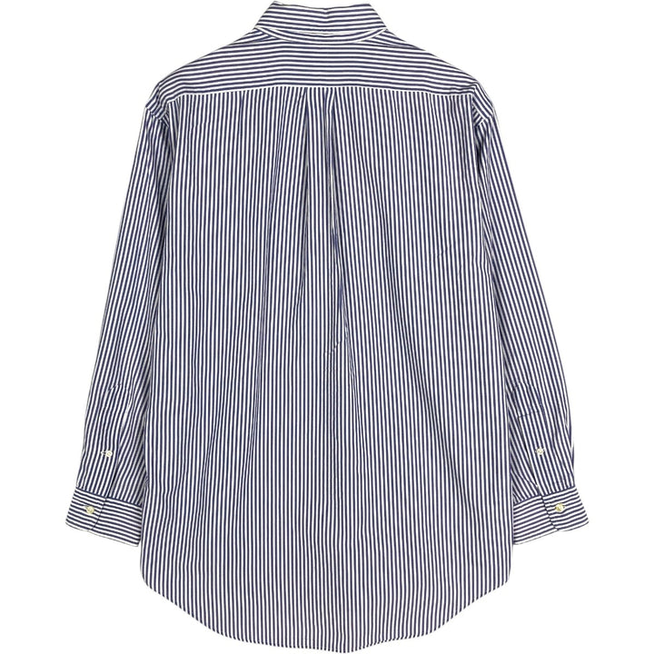 Ralph Lauren YARMOUTH Long Sleeve Button-Down Striped Shirt, Men's M Size cotton blue type Vintage Second Hand