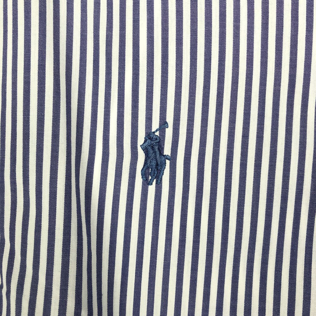 Ralph Lauren YARMOUTH Long Sleeve Button-Down Striped Shirt, Men's M Size cotton blue type Vintage Second Hand