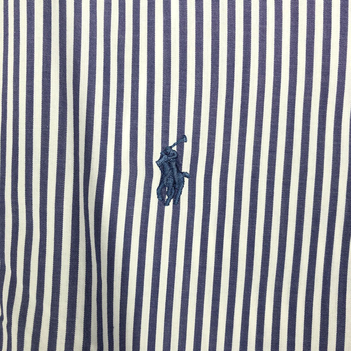 Ralph Lauren YARMOUTH Long Sleeve Button-Down Striped Shirt, Men's M Size cotton blue type Vintage Second Hand