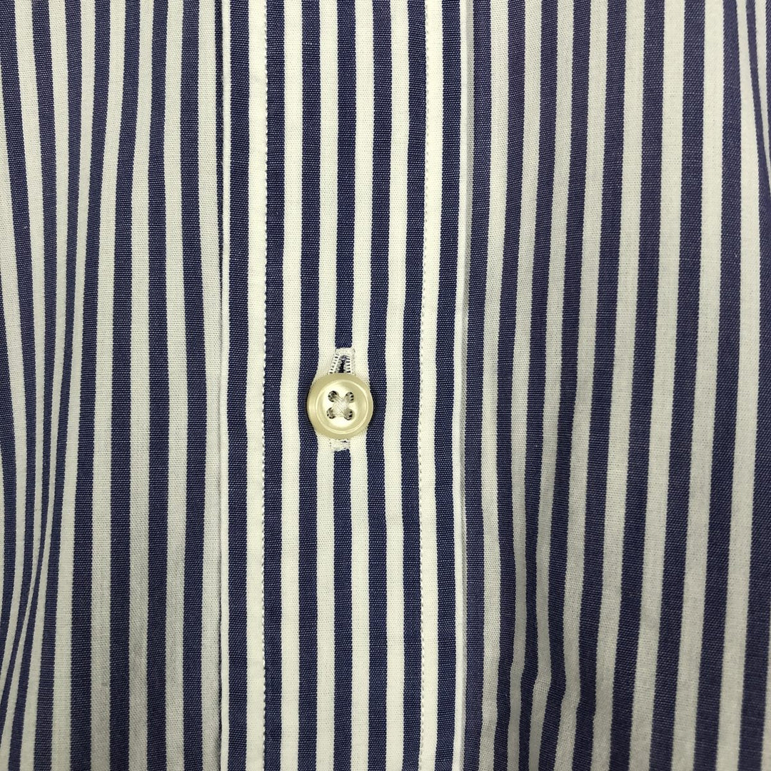 Ralph Lauren YARMOUTH Long Sleeve Button-Down Striped Shirt, Men's M Size cotton blue type Vintage Second Hand