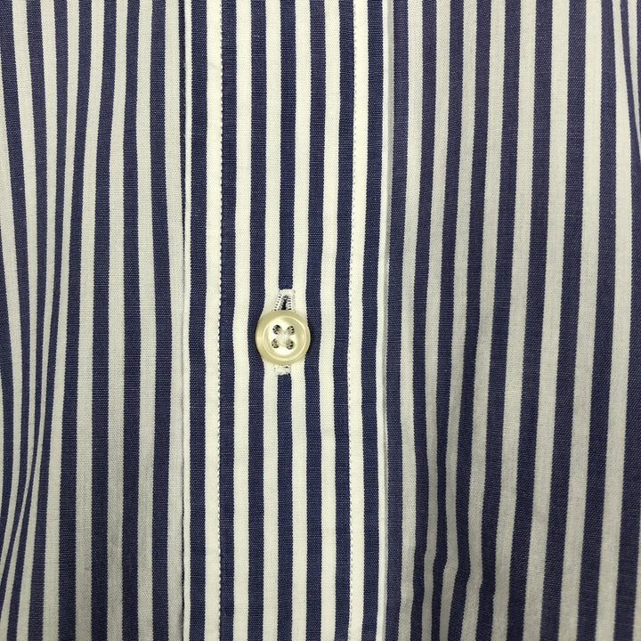 Ralph Lauren YARMOUTH Long Sleeve Button-Down Striped Shirt, Men's M Size cotton blue type Vintage Second Hand