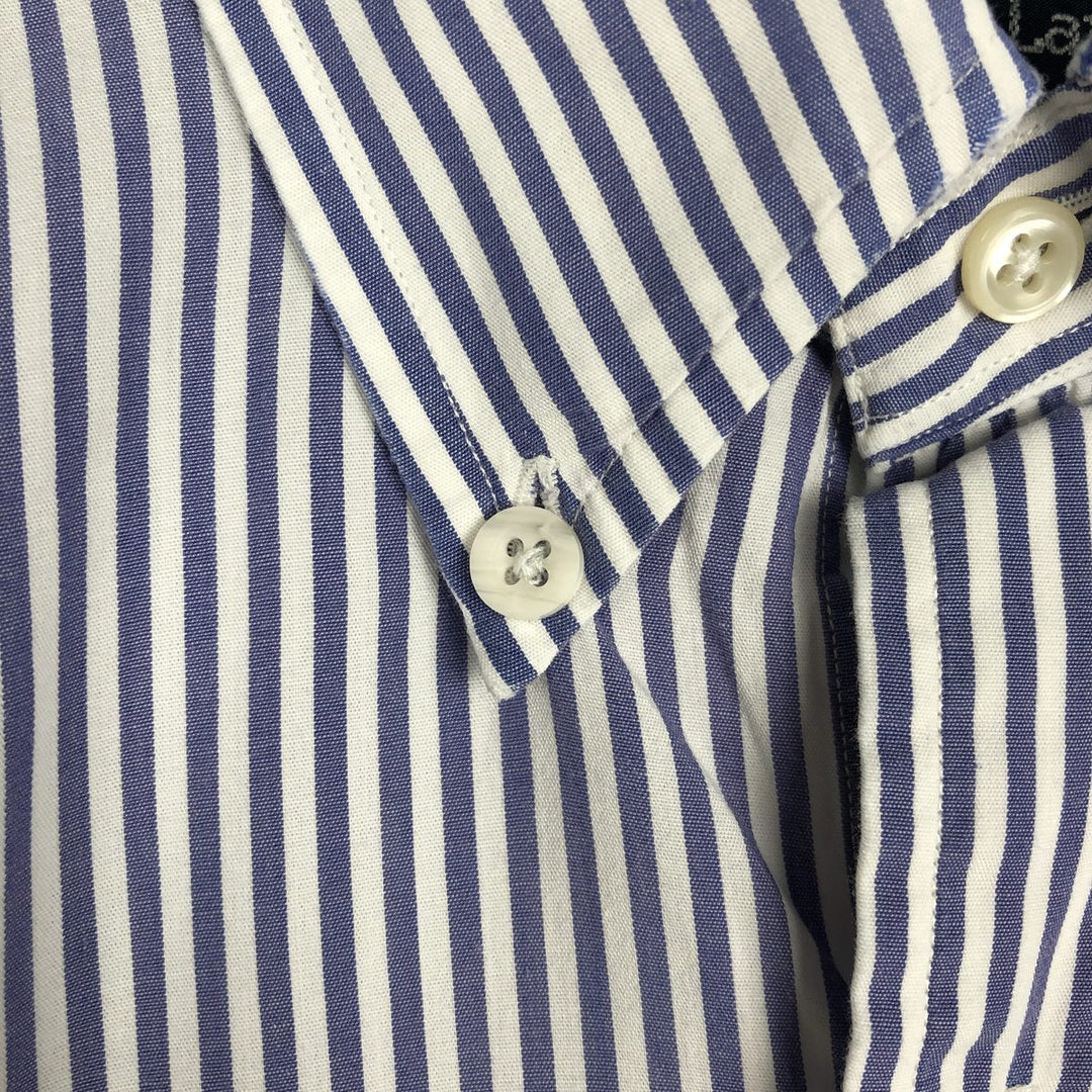 Ralph Lauren YARMOUTH Long Sleeve Button-Down Striped Shirt, Men's M Size cotton blue type Vintage Second Hand