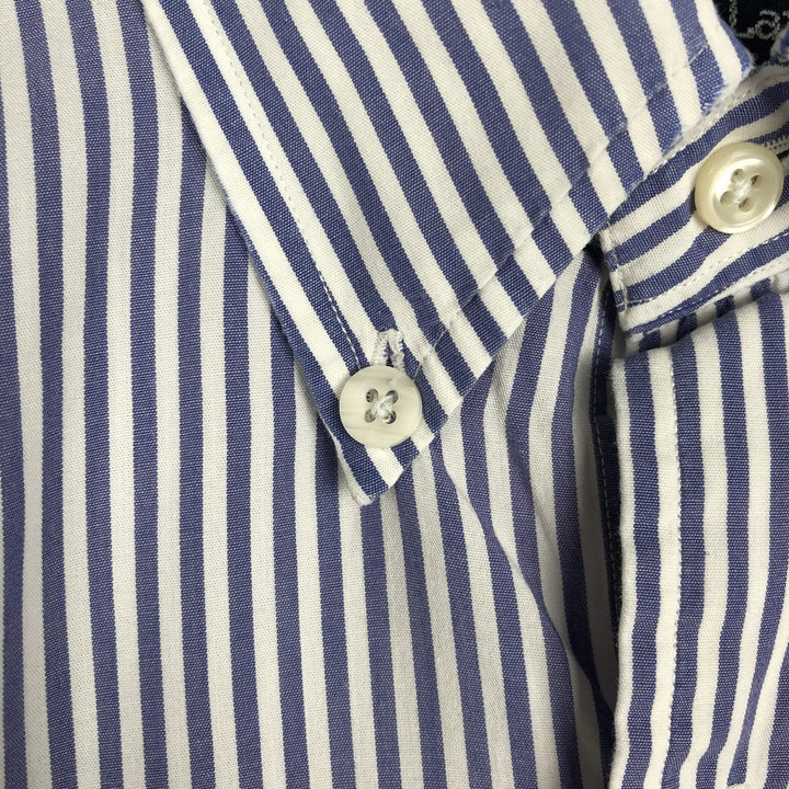Ralph Lauren YARMOUTH Long Sleeve Button-Down Striped Shirt, Men's M Size cotton blue type Vintage Second Hand