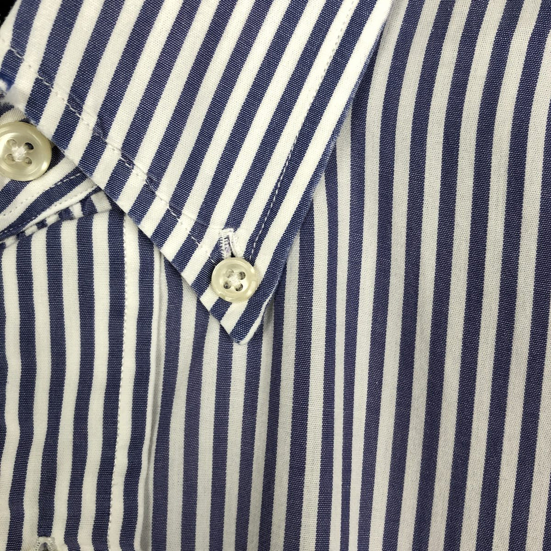 Ralph Lauren YARMOUTH Long Sleeve Button-Down Striped Shirt, Men's M Size cotton blue type Vintage Second Hand