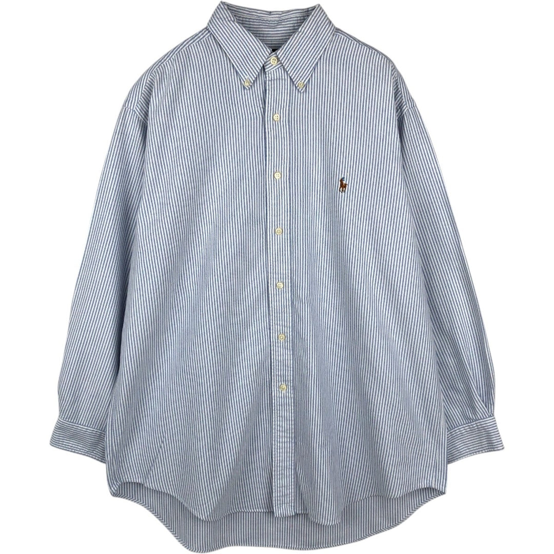Ralph Lauren YARMOUTH Long Sleeve Button-Down Striped Shirt, Men's Size L cotton Blue type light blue Vintage Second Hand