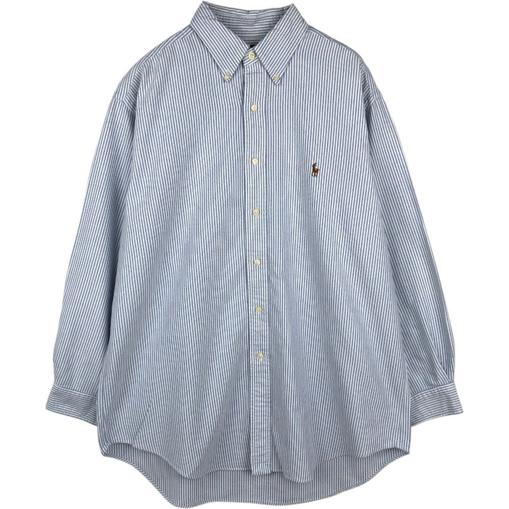 Ralph Lauren YARMOUTH Long Sleeve Button-Down Striped Shirt, Men's Size L cotton Blue type light blue Vintage Second Hand