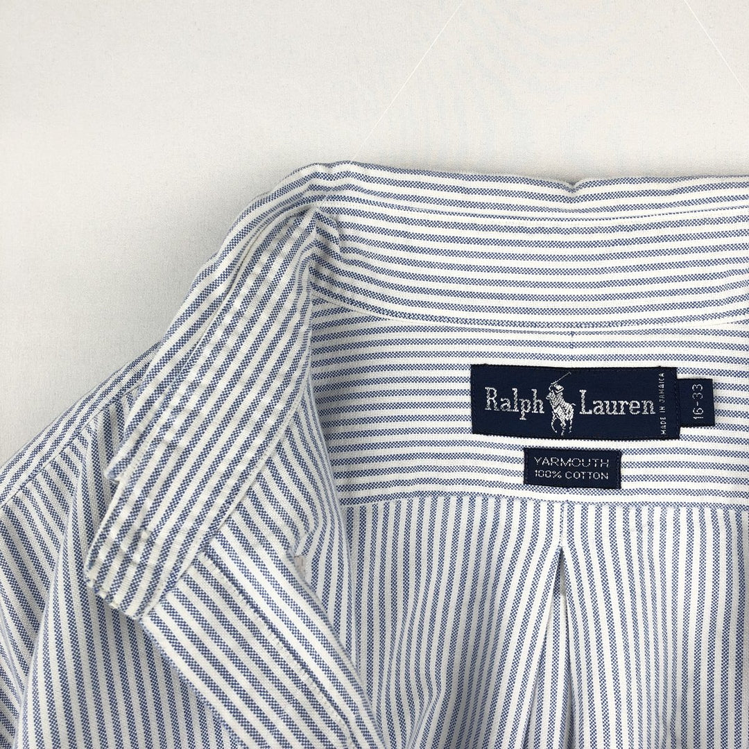 Ralph Lauren YARMOUTH Long Sleeve Button-Down Striped Shirt, Men's Size L cotton Blue type light blue Vintage Second Hand
