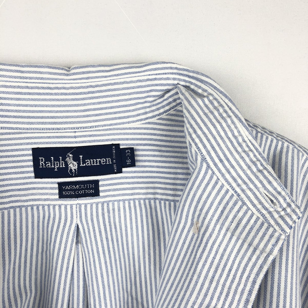 Ralph Lauren YARMOUTH Long Sleeve Button-Down Striped Shirt, Men's Size L cotton Blue type light blue Vintage Second Hand