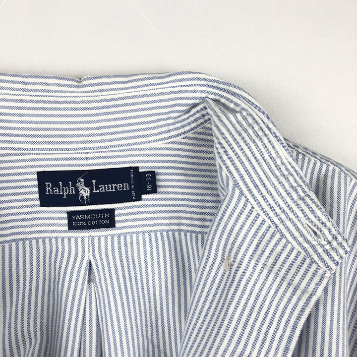 Ralph Lauren YARMOUTH Long Sleeve Button-Down Striped Shirt, Men's Size L cotton Blue type light blue Vintage Second Hand