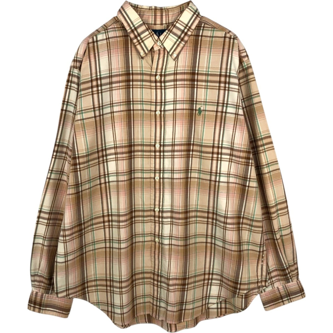 Ralph Lauren Classic Fit Long Sleeve Button Down Check Shirt Men's XL cotton brown type Vintage Second Hand