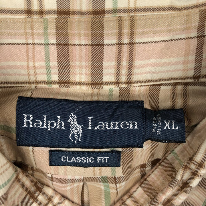 Ralph Lauren Classic Fit Long Sleeve Button Down Check Shirt Men's XL cotton brown type Vintage Second Hand