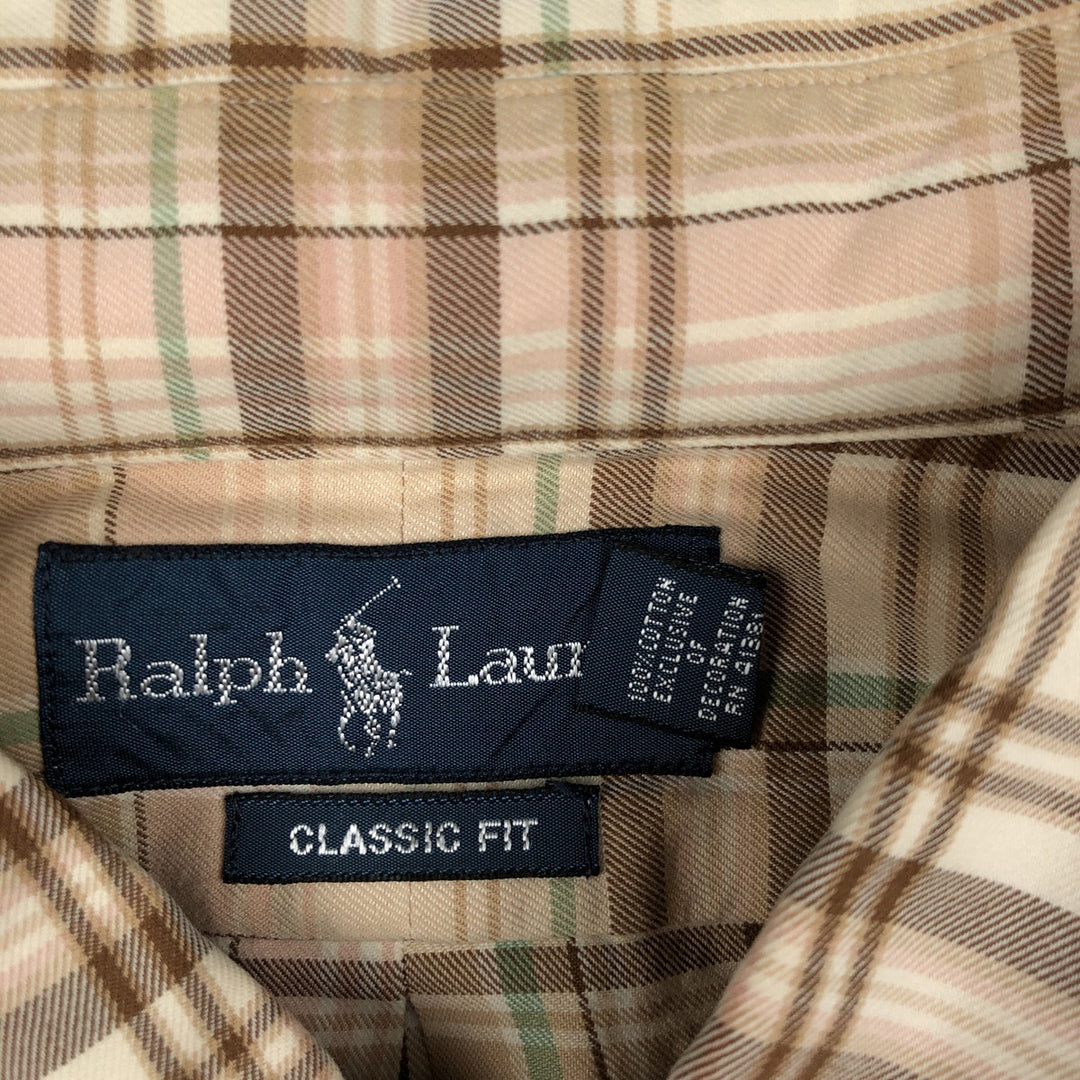 Ralph Lauren Classic Fit Long Sleeve Button Down Check Shirt Men's XL cotton brown type Vintage Second Hand