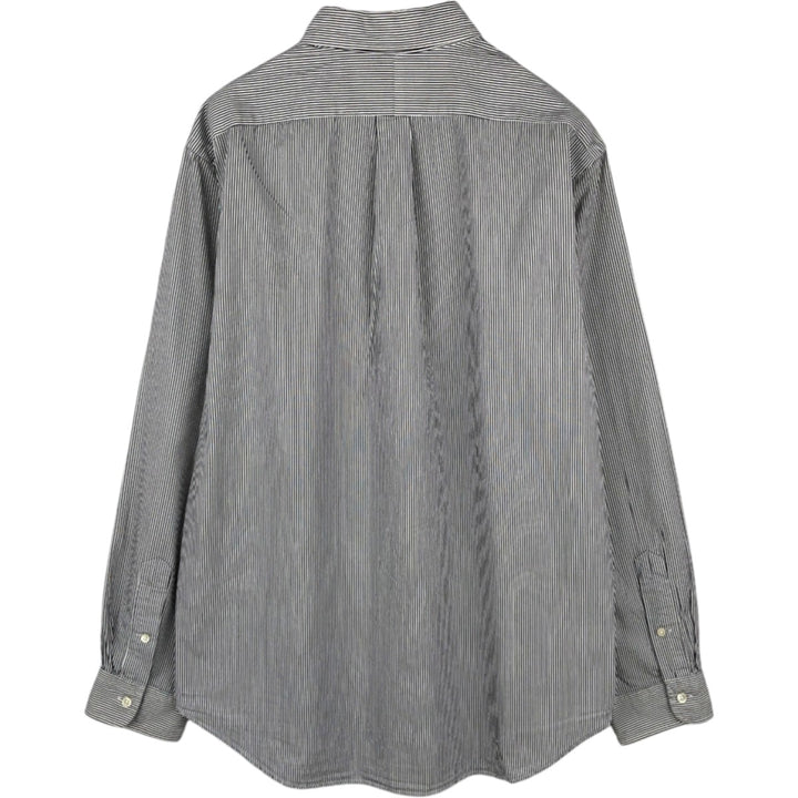 Ralph Lauren long sleeve button down striped shirt, men's size L cotton black type Vintage Second Hand