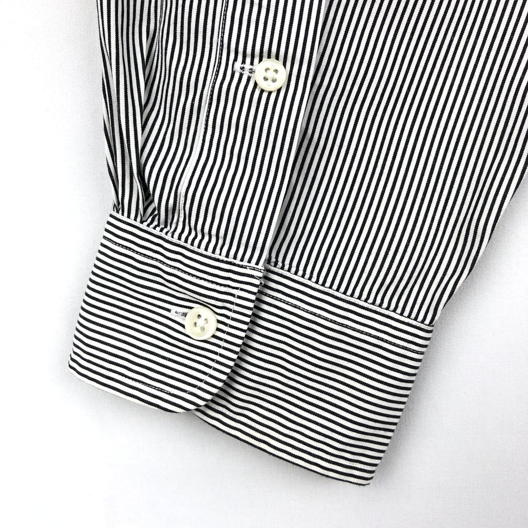 Ralph Lauren long sleeve button down striped shirt, men's size L cotton black type Vintage Second Hand