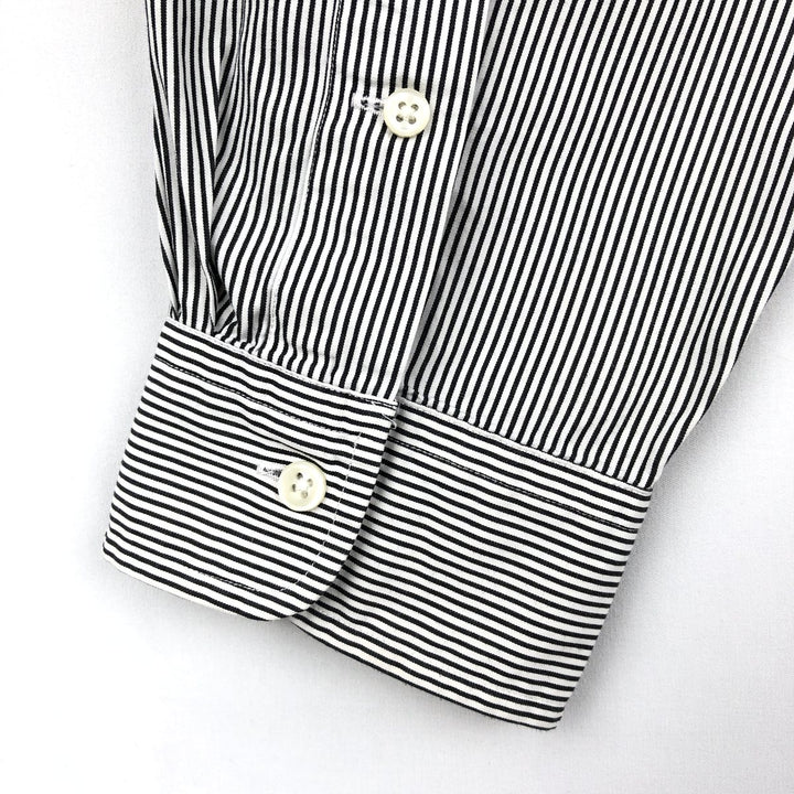 Ralph Lauren long sleeve button down striped shirt, men's size L cotton black type Vintage Second Hand