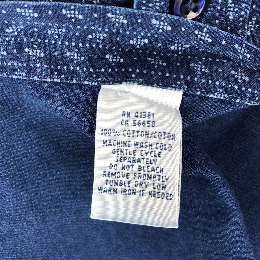 Ralph Lauren SLIM FIT Slim Fit All-Over Print Wide Collar Long Sleeve Cotton Shirt (Men's Size L) cotton blue type Vintage Second Hand