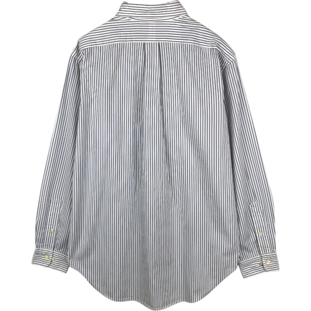 Ralph Lauren CLASSIC FIT Stripe Pattern Long-Sleeve Button-Down Stripe Shirt, Men's Size M (approx.) cotton white type Vintage Second Hand
