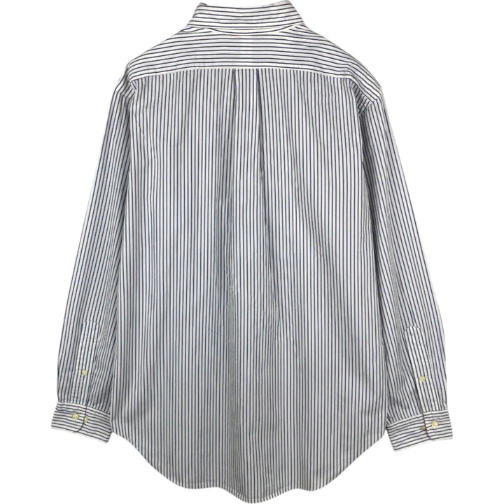 Ralph Lauren CLASSIC FIT Stripe Pattern Long-Sleeve Button-Down Stripe Shirt, Men's Size M (approx.) cotton white type Vintage Second Hand