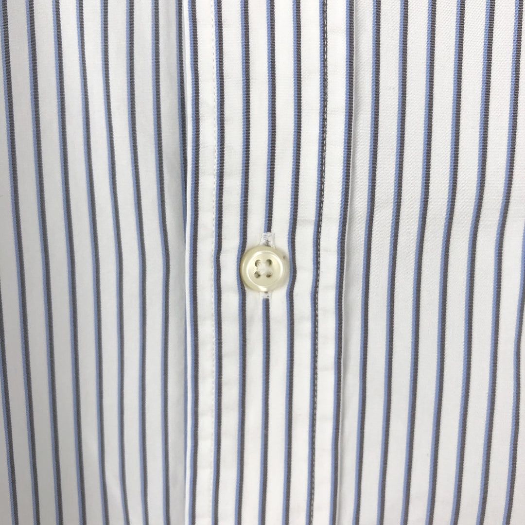 Ralph Lauren CLASSIC FIT Stripe Pattern Long-Sleeve Button-Down Stripe Shirt, Men's Size M (approx.) cotton white type Vintage Second Hand