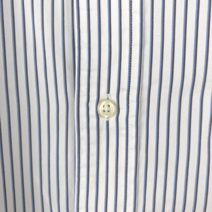 Ralph Lauren CLASSIC FIT Stripe Pattern Long-Sleeve Button-Down Stripe Shirt, Men's Size M (approx.) cotton white type Vintage Second Hand