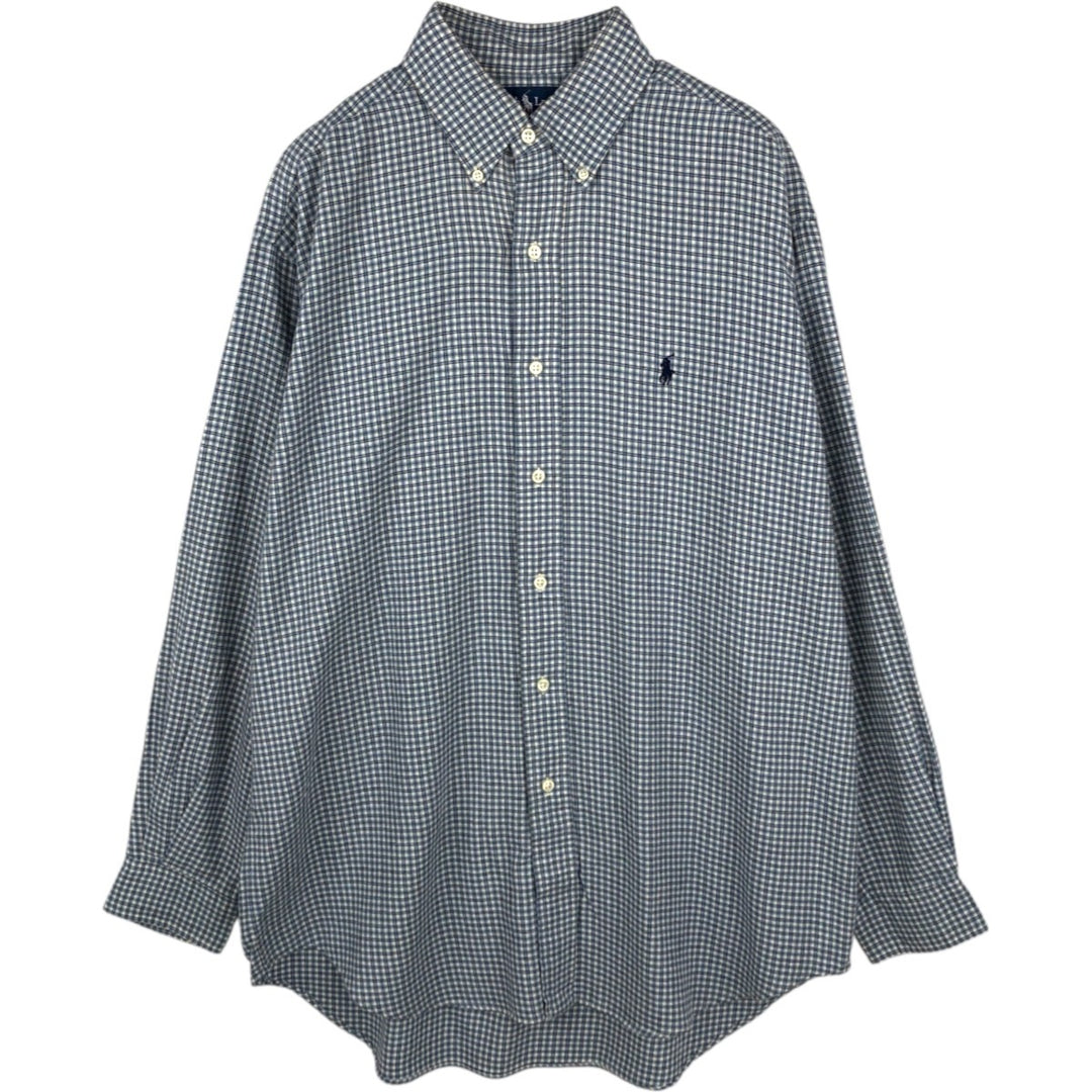 Ralph Lauren BLAKE long sleeve button down check shirt, men's size M cotton blue type Vintage Second Hand