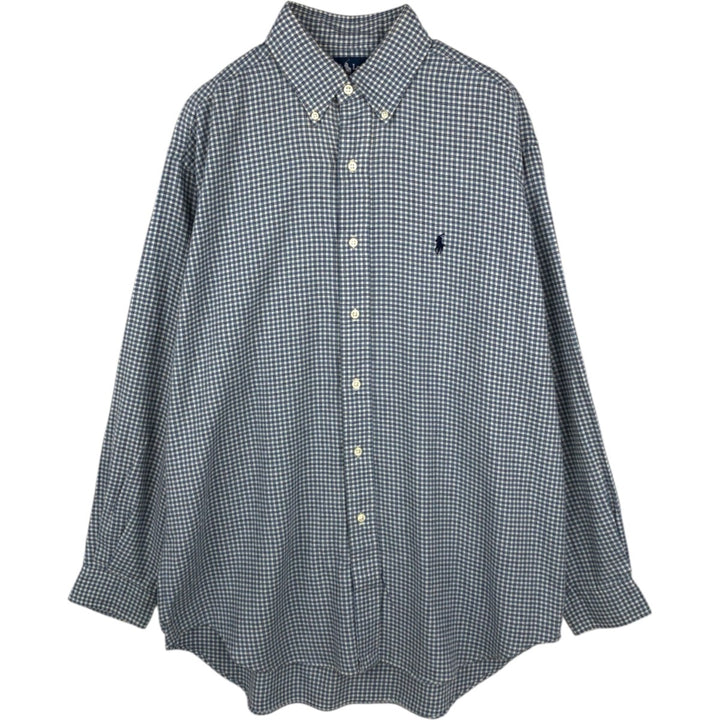Ralph Lauren BLAKE long sleeve button down check shirt, men's size M cotton blue type Vintage Second Hand