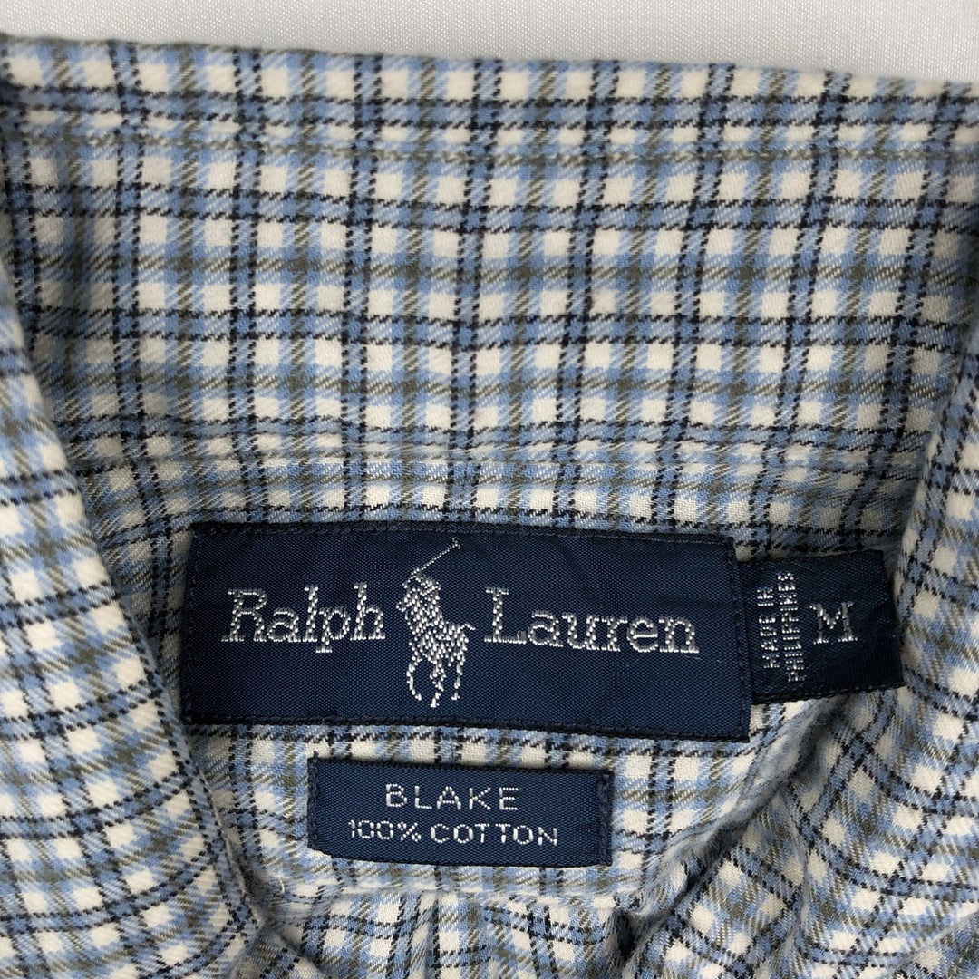 Ralph Lauren BLAKE long sleeve button down check shirt, men's size M cotton blue type Vintage Second Hand