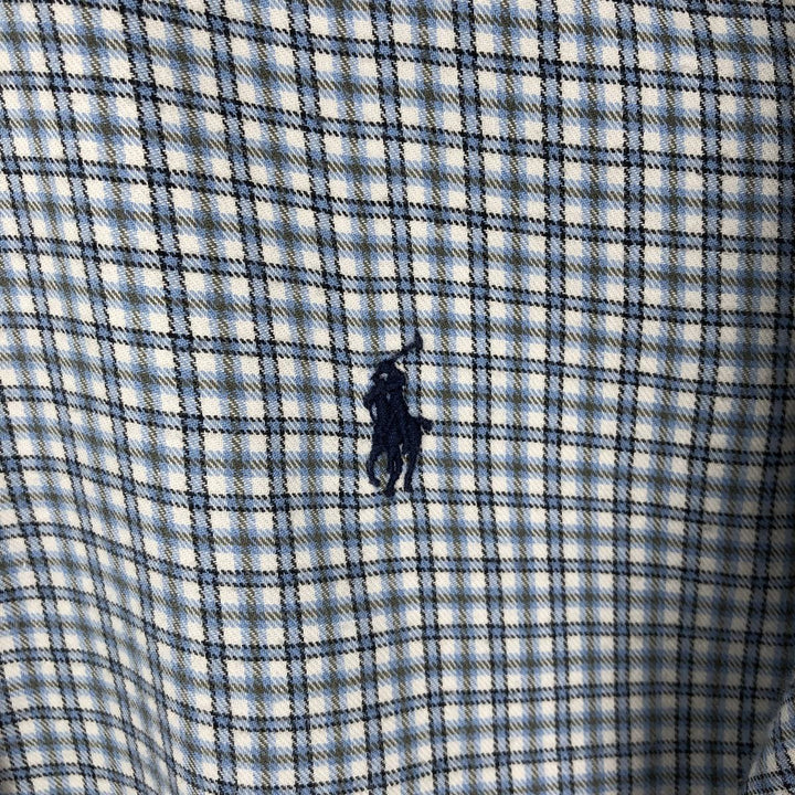 Ralph Lauren BLAKE long sleeve button down check shirt, men's size M cotton blue type Vintage Second Hand
