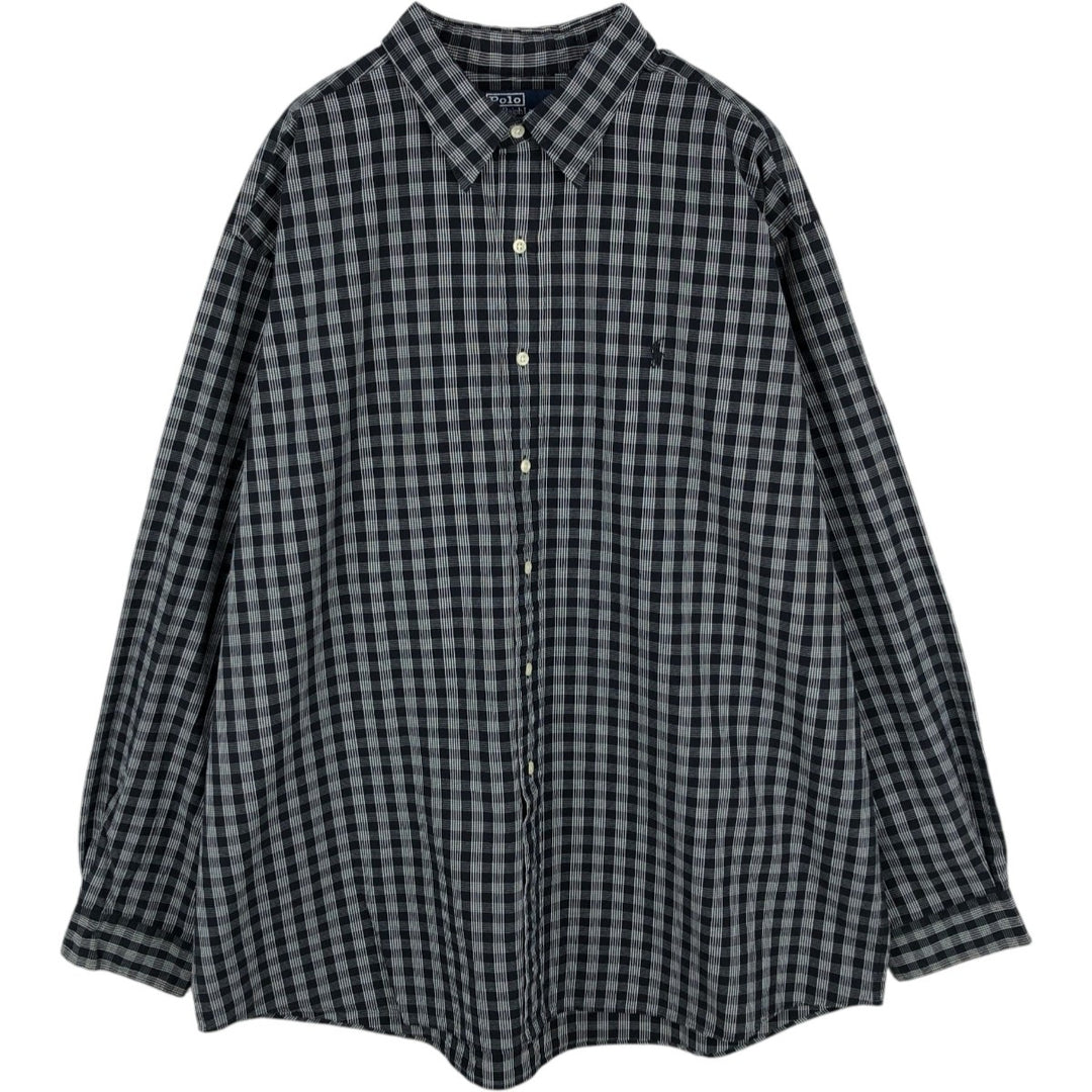 Ralph Lauren POLO by Ralph Lauren LOWELL SPORT Long-Sleeve Button-Down Check Shirt, Men's Size XXL (approx.) cotton black type Vintage Second Hand