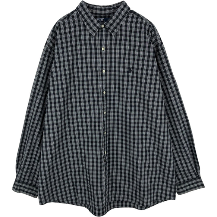 Ralph Lauren POLO by Ralph Lauren LOWELL SPORT Long-Sleeve Button-Down Check Shirt, Men's Size XXL (approx.) cotton black type Vintage Second Hand